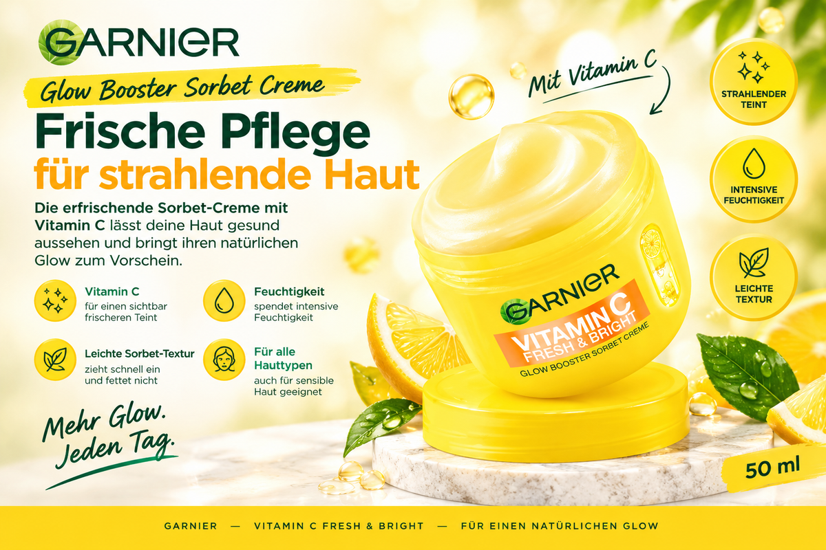 Garnier Vitamin C Glow Booster Sorbet-Creme 85 ml Niacinamid