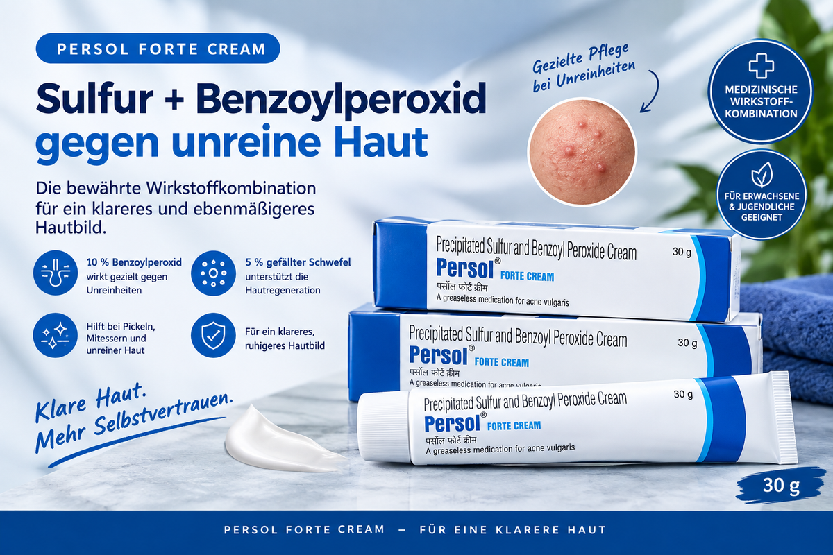 Persol Forte Creme 10 % Benzoylperoxid + gefällter 5 % Schwefel. 30 g